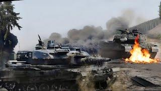 Horrifying Moment! How Russian Tank Destroy Polish 2A6 Leopard Tank Convoys Inside Ukrainian Territo