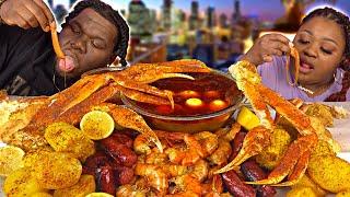 MASSIVE SEAFOOD BOIL!! GIANT CRAB LEGS + BLACK TIGER SHRIMP!! | MUKBANG EATING SHOW