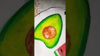 easy and beautiful avocado fruit painting with watercolors for beginners ️