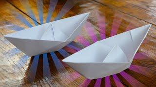 Как сделать кораблик оригами из бумаги А4 без клея и ножниц, origami boat