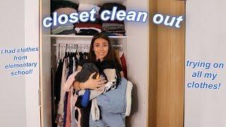 closet clean out + declutter // trying on all my clothes!