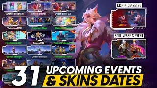 ALL 31 UPCOMING EVENTS AND SKIN RELEASE DATES | KISHIN DENSETSU | SOUL VESSELS | DUCATI 2.0