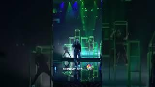 Enisa singing “Green Light” live on American Song Contest NBC