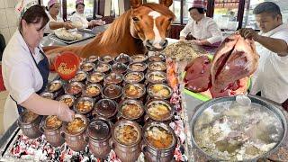 HORSE MEAT COOKED IN CLAYPOT UZBEKISTAN OLD TRADITIONAL CUISINES | HORSE MEAT USE IN UZBEK DISHES