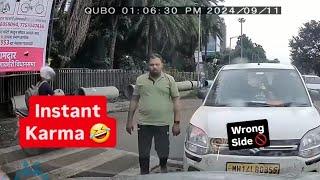 Wrong Side Driver Shown Instant Karma By Pune Police