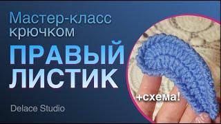 Ирландское кружево крючком листик правый. МК Ирландская Толстушка от студии Раисы Демидовой DELACE