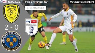 Burton Albion 2-0 Shrewsbury Town, Matchday 15, 2024/25 EFL League One