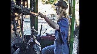 Woman of Steam. Simone driving at Zig Zag Rly, 2005.