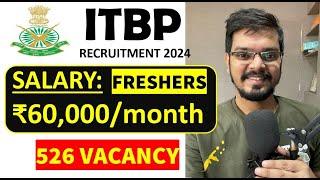 ITBP Recruitment 2024 | 526 Vacancy|  Freshers| CTC: ₹60,000/ Month| Permanent Job| Latest Jobs 2024