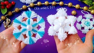 ⭐ 2 Super Easy Snowflake Making Ideas with Wool ️️ DIY Amazing Christmas Crafts with Yarn 