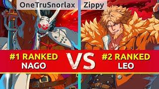 GGST ▰ OneTruSnorlax (#1 Ranked Nagoriyuki) vs Zippy (#2 Ranked Leo). High Level Gameplay