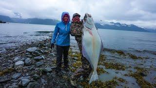 Giant Alaskan Flat Fish! {Catch Clean Cook} I ALMOST LOST MY EYE!!! (Millers Landing, Seward, Ak)