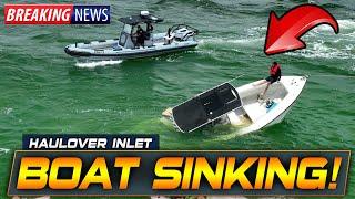 BOAT SINKING 2 PEOPLE OVERBOARD | CHAOS AT HAULOVER INLET | BOAT ZONE