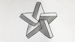 How to draw an impossible 3D star step by step