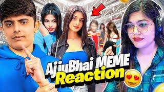 Hot Girl Propose AJJU BHAI ️ || Reaction on ajju bhai meme @TotalGaming093 || Garena FreeFire