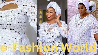 African Fashion Designs 2024 | Stunningly Sparkling White Cord Lace Dress Styles For Gorgeous Women