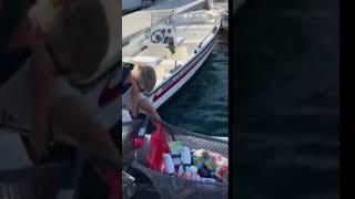 The funniest way to do shopping in a dinghy ￼