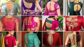 Latest and trendy blouse back neck designs | Silk saree blouse designs | Boat neck blouse designs