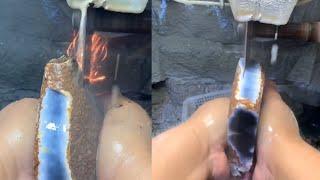 "Flame Stone!"#cuttingskills #cuttingstone #crystals #stonecutting #polishing #stonecraftsmanship