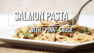 Salmon pasta with "pink" sauce recipe. Italian salmon pasta with cream and tomato. How to