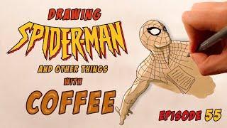 Drawing SPIDER-MAN with COFFEE! | Coffee Doodles