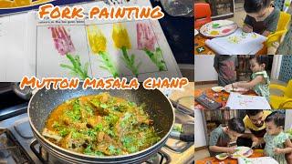 Dawood’s Summer vication work | fork painting kari first time | Mutton masala chanp recipe ️