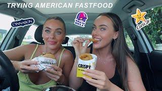 AUSSIES try AMERICAN Fast food + answering Vogue 73 Questions!! | mescia twins