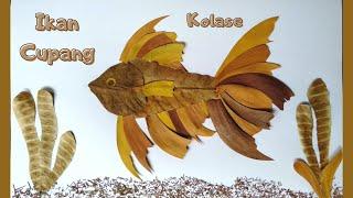 How to Make Fish Collage with Dry Leaves || Membuat Kolase Ikan Cupang dari Daun Kering