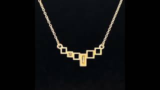 18k Yellow Gold Little Pixel Diamond Necklace #designyard #contemporaryjewellery #layeringjewellery