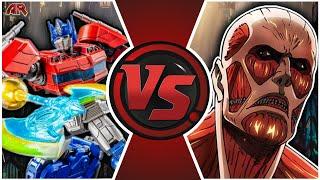 Optimus Prime vs Colossal Titan: (Transformers vs Attack on Titan) | CARTOON FIGHT CLUB