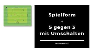 Fussball Spielform 5 gegen 3 Umschalten