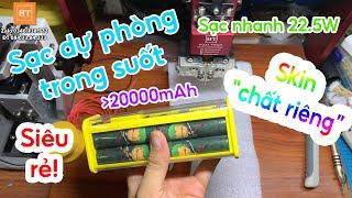 Đóng sạc dự phòng sạc nhanh 22.5W trong suốt 8 cell 18650 dung lượng trên 20000mAh