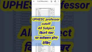 UPHESC Expected Cut Off 2021 | UPHESC Cut Off | UPHESC Assistant Professor Cut Off । advertisment 50