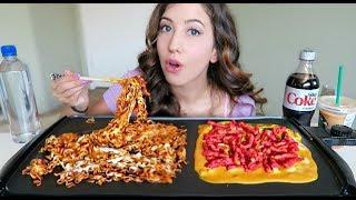 CHEESY NOODLES + CHIPOTLE RANCH HOT CHEETOS WITH CHEESE MUKBANG! (Eating Show) | MEESH LA