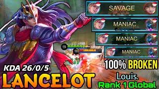 SAVAGE & 3x MANIAC!! Lancelot MVP 17,7 Points - Top 1 Global Lancelot by Louis. - MLBB