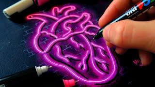 How to Draw GLOW Like a PRO *neon lights on paper tutorial*