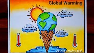 Global Warming Drawing | Stop Global Warming Drawing | Easy Global Warming Poster | Save Environment