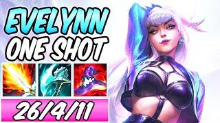 *100-0 DELETE WITH ONE COMBO* EVELYNN JUNGLE Gameplay S+ NIGHT HARVESTER | 794 AP Build & Runes S11