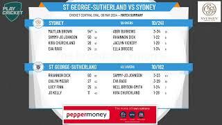 NSW Premier Cricket - Women's First Grade - GRAND FINAL - St George-Sutherland v Sydney