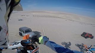 100ft Dirt bike dune jump landed onto Jeep wrangler hood