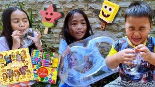 Vlog Riska Pulang Sekolah Beli Es Krim Permen DOT, Borong Stiker  Main Balon Tiup Nunggu Buka Puasa