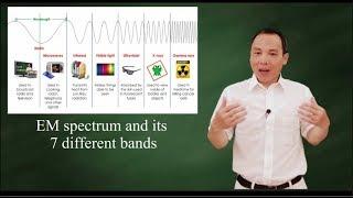 EM spectrum: radio wave, infrared, visible light, ultraviolet, X and Gamma ray