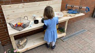 DIY * Matschküche und Pflanztisch selber machen aus Holz