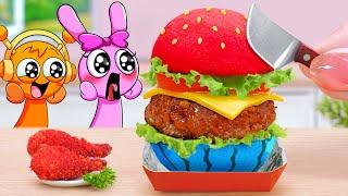 Adopted Sprunki Or Not  Miniature Crab Burger with Cheetos Takis Recipe  Tina Mini Cooking