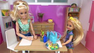 Barbie and Ken at Barbie Dream House: Barbie New Room and Sister Chelsea Homework