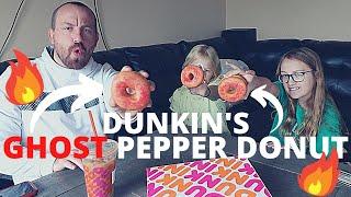 We tried DUNKIN'S GHOST PEPPER Donut! Was it hot!?!