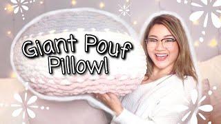 DIY GIANT KNIT POUF FLOOR PILLOW | under $15! | heyitsjenn.