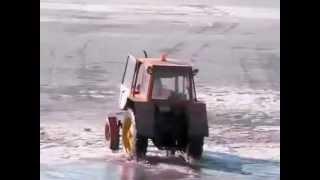 tractor falls through ice