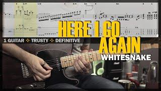 Here I Go Again | Guitar Cover Tab | Guitar Solo Lesson | Backing Track with Vocals  WHITESNAKE