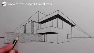 How to Draw a Modern House using Two-Point Perspective